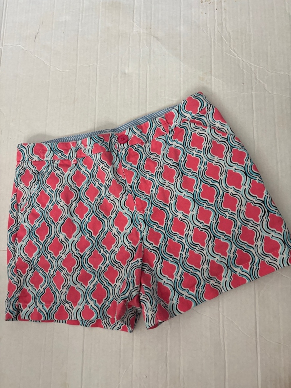 crown & ivy Coral and Teal Geometric High Waist Shorts girls